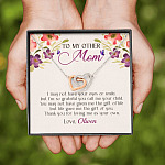 Personalized My Other Mom I May Not Have Your Eyes Or Smile Interlocking Hearts Necklace