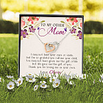 Personalized My Other Mom I May Not Have Your Eyes Or Smile Interlocking Hearts Necklace