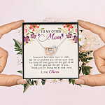 Personalized My Other Mom I May Not Have Your Eyes Or Smile Interlocking Hearts Necklace