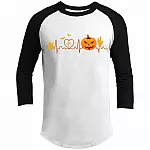 Halloween Pumpkin Raglan, White/Black, Premium Sporty Raglan Jersey