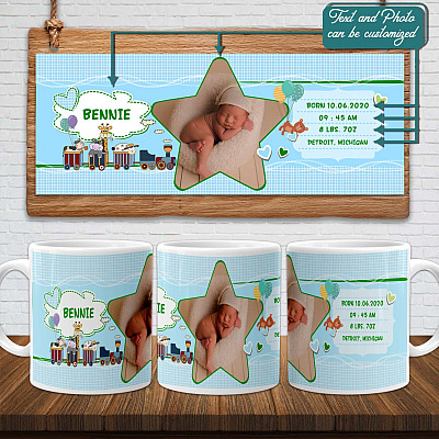Alternative view of Personalized Photo Baby Birth Stats Ceramic Coffee Mug - Birth Announcement Custom Gift