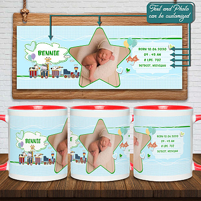Alternative view of Personalized Photo Baby Birth Stats Accent Coffee Mug - Birth Announcement Custom Gift