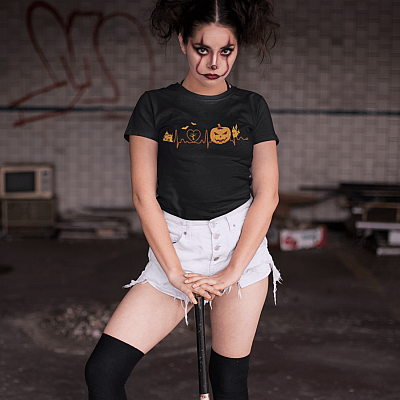 Alternative view of Halloween Pumpkin Heart T-Shirt - Funny Halloween Shirt