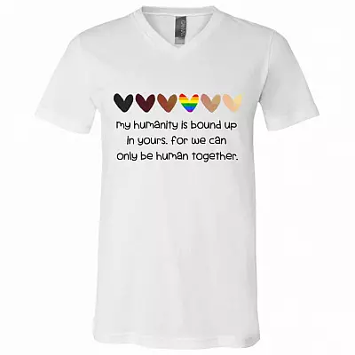 My Humanity Is Bound, White, V-Neck T-Shirt