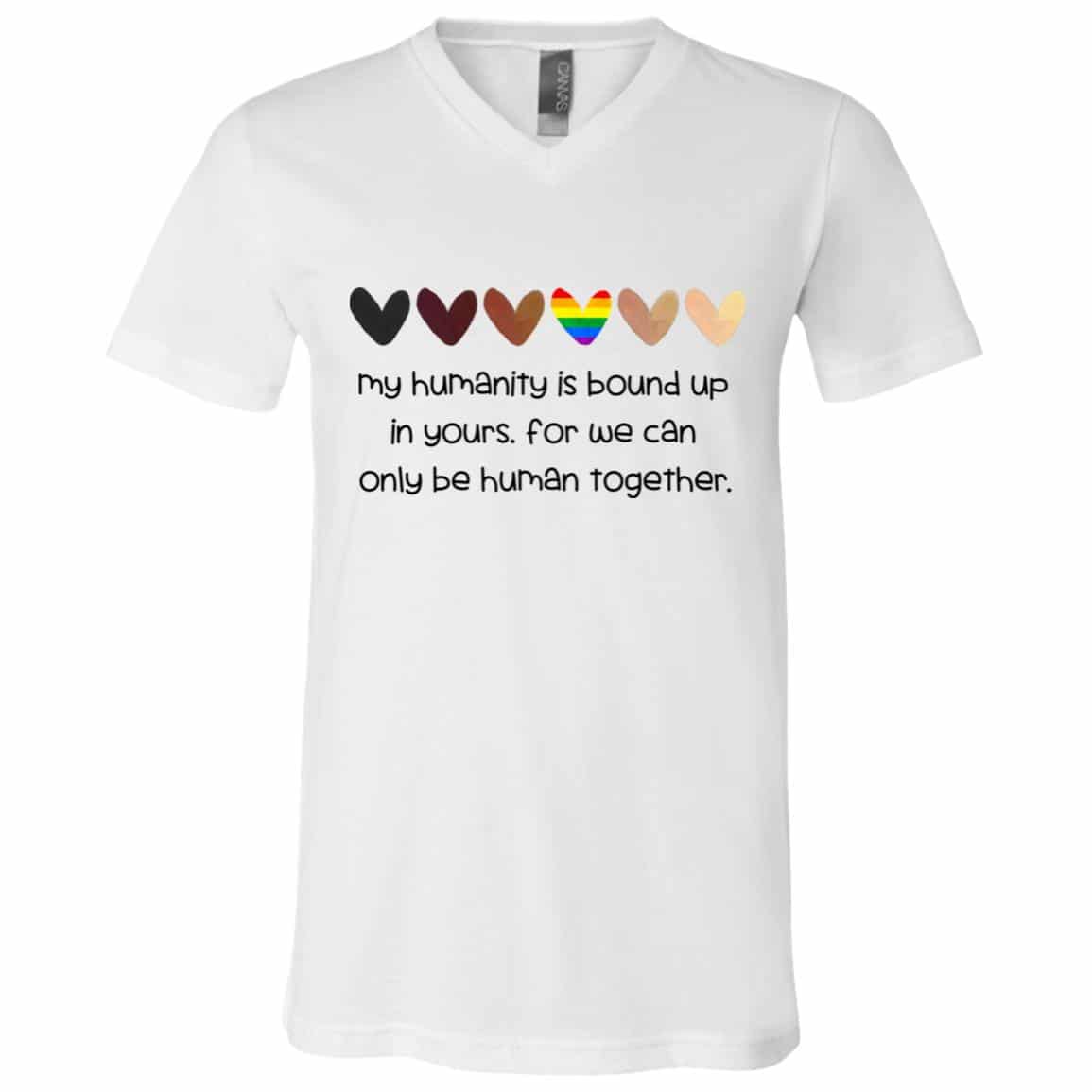 My Humanity Is Bound, White, V-Neck T-Shirt