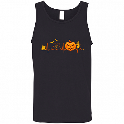 Halloween Pumpkin Heart Tank Top Tee - Ladies Racerback Tank - Funny Halloween Shirt
