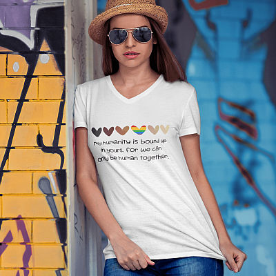 Alternative view of My Humanity Is Bound Up in Yours for We Can Only Be Human Together LGBT T-Shirt - V-Neck Tee