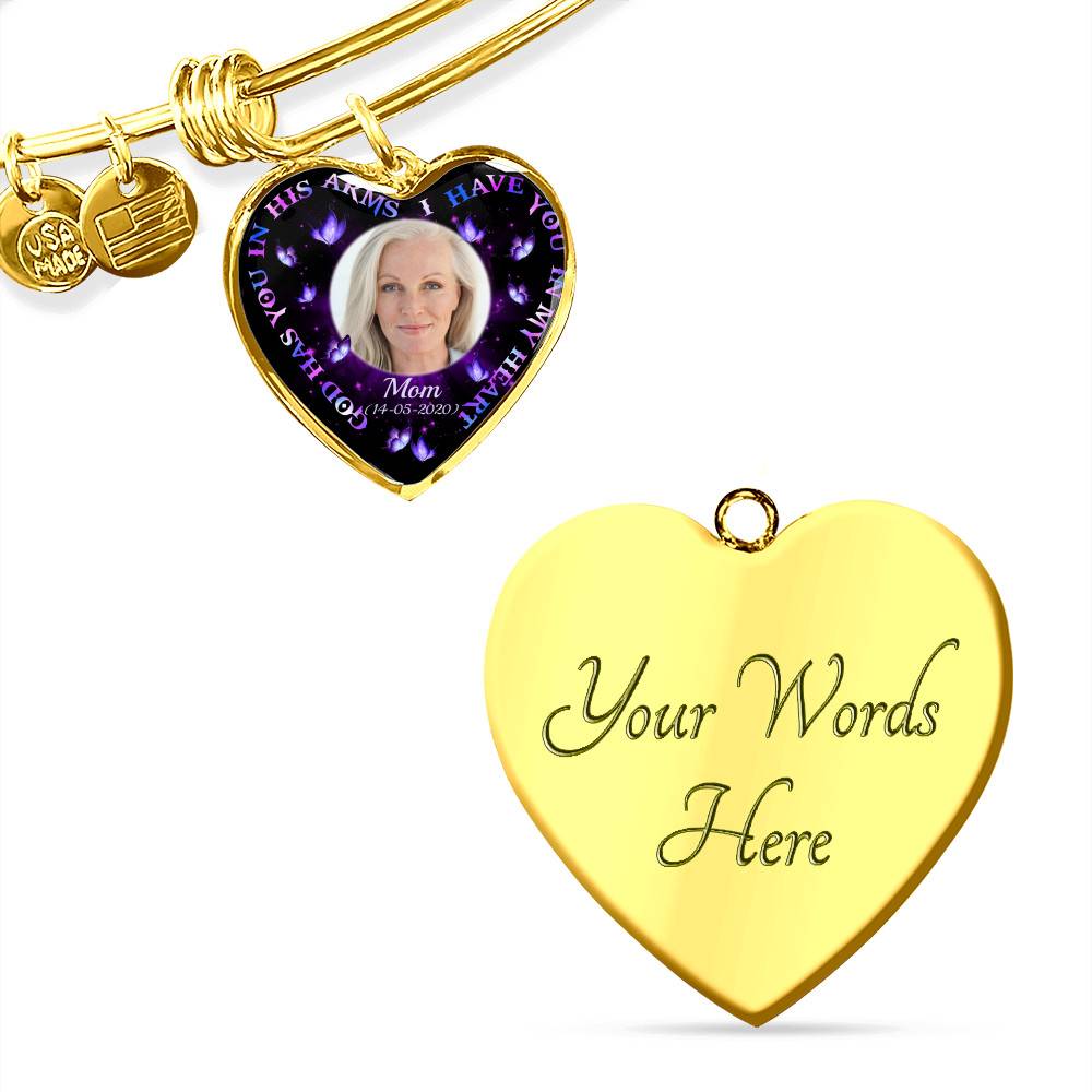 Personalized Photo God Has You In His Arms I Have You In My Heart Custom In Loving Memory Heart Pendant Necklace
