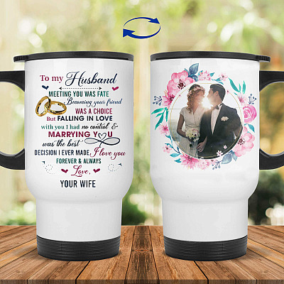 14 oz. White Travel Mug