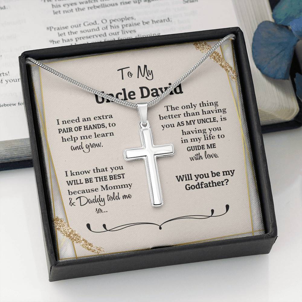 Personalized I Need An Extra Pair Of Hands Will You Be My Godfather Cross Necklace - Godfather Proposal Gifts