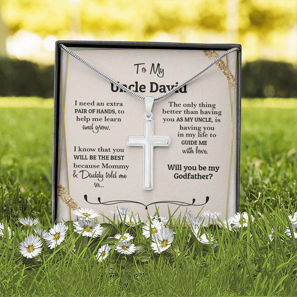 Personalized I Need An Extra Pair Of Hands Will You Be My Godfather Cross Necklace - Godfather Proposal Gifts