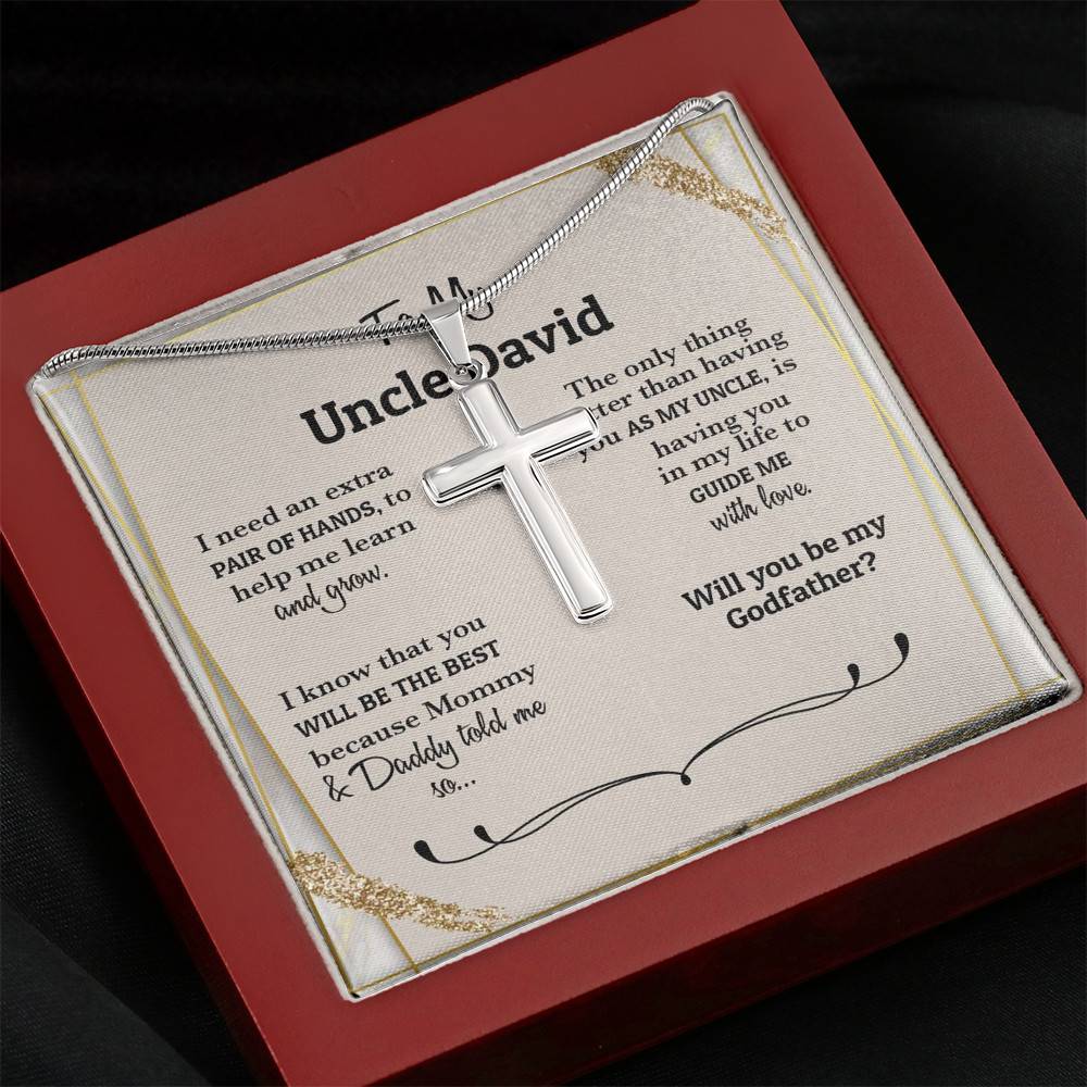 Personalized I Need An Extra Pair Of Hands Will You Be My Godfather Cross Necklace - Godfather Proposal Gifts