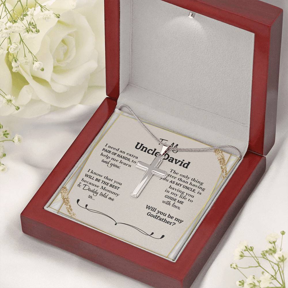 Personalized I Need An Extra Pair Of Hands Will You Be My Godfather Cross Necklace - Godfather Proposal Gifts