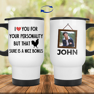 14 oz. White Travel Mug