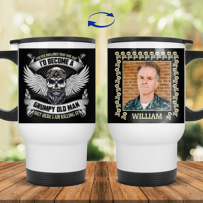 14 oz. White Travel Mug