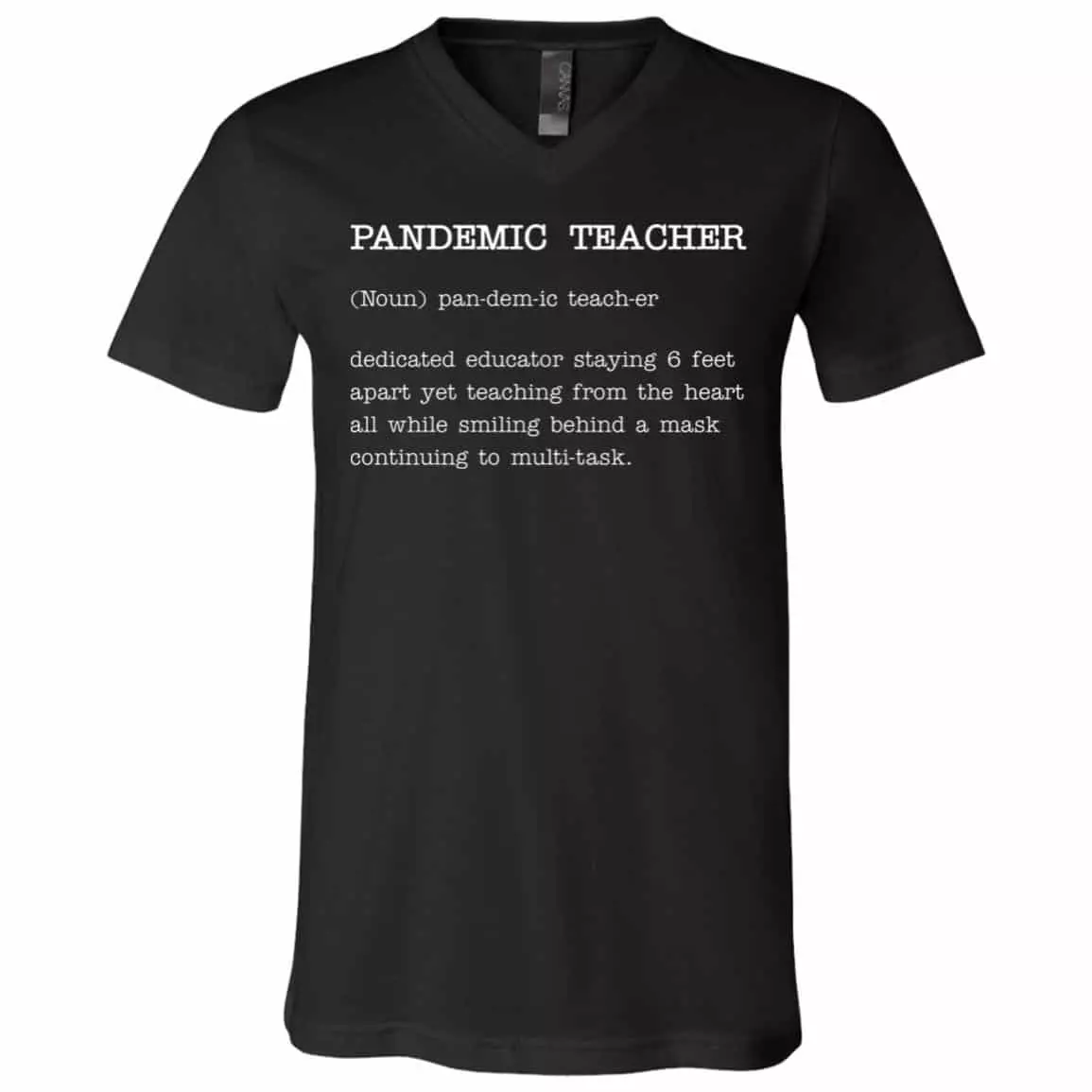 teacher tee, Black, V-Neck T-Shirt