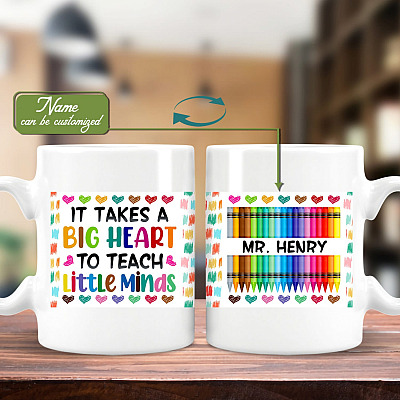 Alternative view of Personalized It Takes a Big Heart to Teach Little Minds Teacher Gift Two Sided Ceramic Coffee Mug