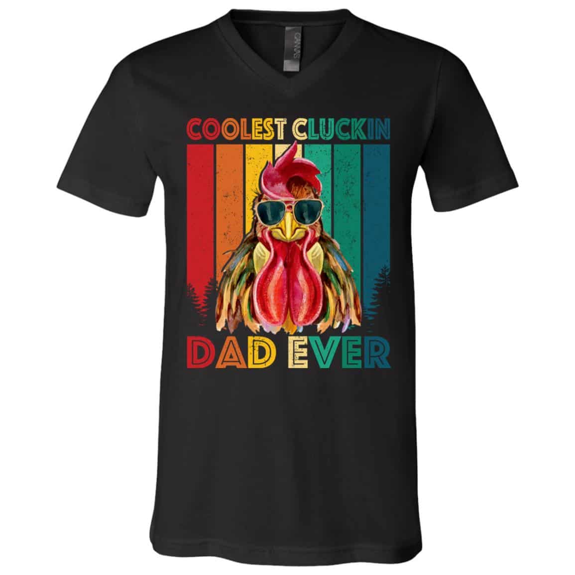 Cluckin Dad t, Black, V-Neck T-Shirt