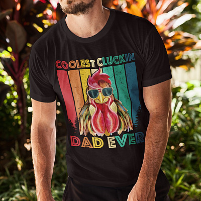 Alternative view of Funny Father's Day Gifts Vintage Coolest Cluckin Dad Ever T-Shirt - V-Neck Tee