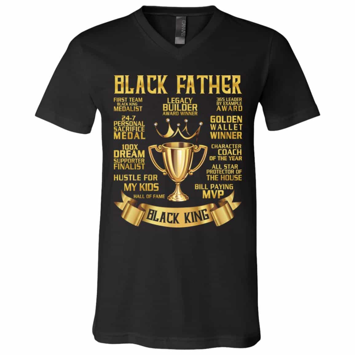 Black Fathers Day Gifts for Dad, Black, V-Neck T-Shirt