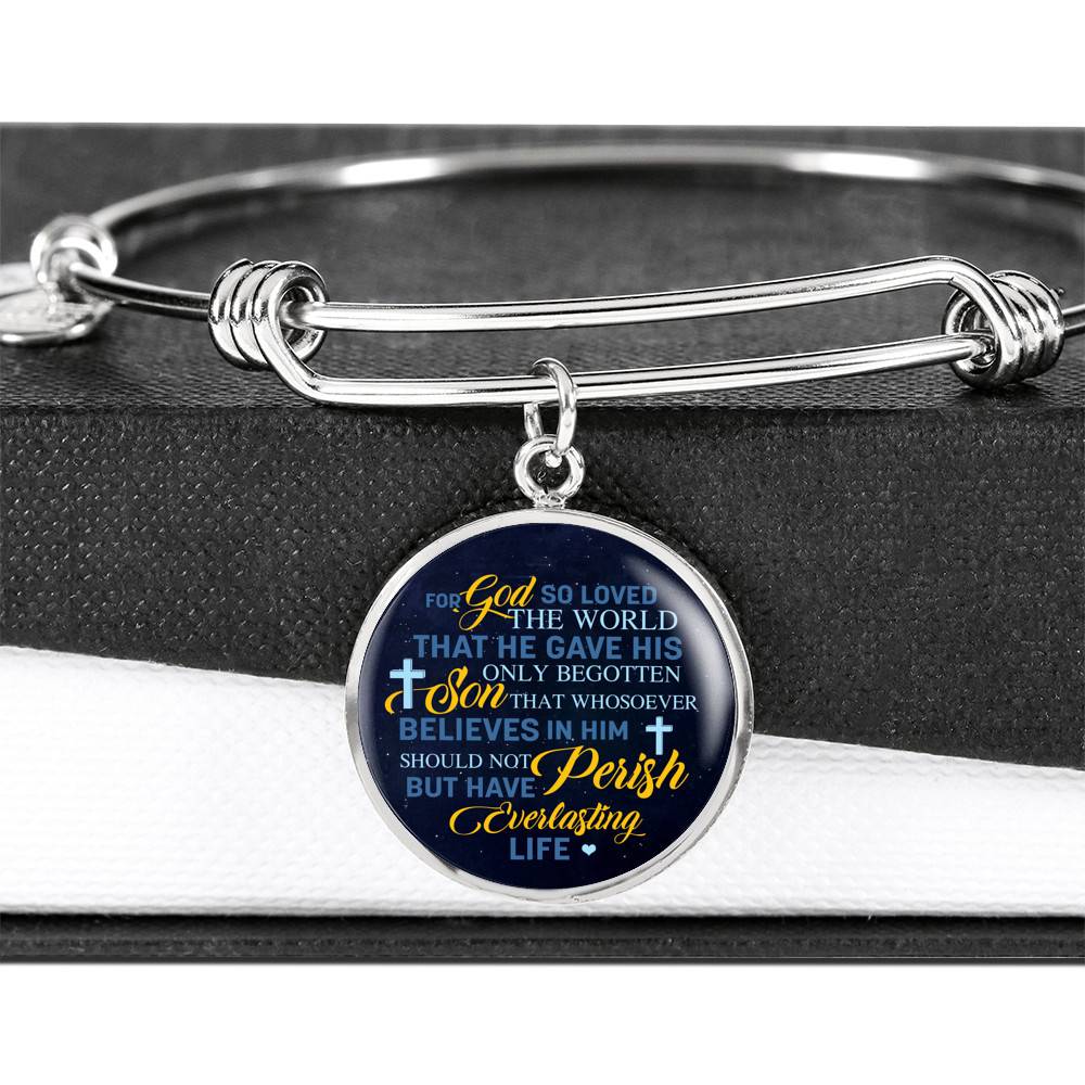 Christian For God So Loved the World That He Gave His Only Begotten Son Circle Pendant Necklace