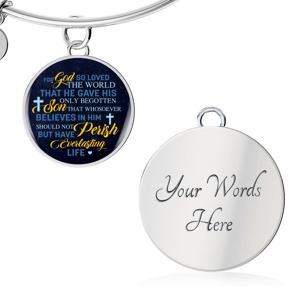 Christian For God So Loved the World That He Gave His Only Begotten Son Circle Pendant Necklace