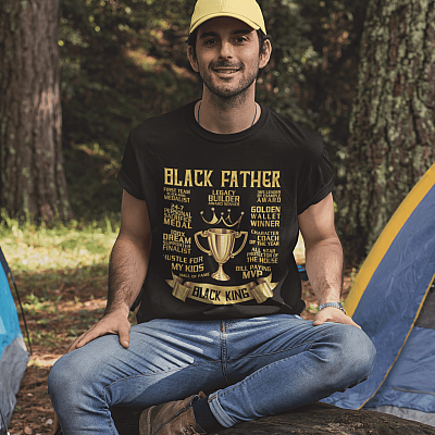 Alternative view of Black Fathers Day Gifts for Dad Black Father Black King African American Dad T-Shirt - V-Neck Tee