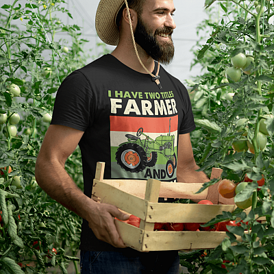 Alternative view of I Have Two Titles Farmer And Pappy and I Crush Them Both Tractor Vintage Retro T-Shirt - V-Neck Shirt