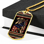 U.S Soldier Military Veteran Combat Boots With American Flag Dog Tag Pendant Necklace - Army Gifts
