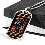 U.S Soldier Military Veteran Combat Boots With American Flag Dog Tag Pendant Necklace - Army Gifts