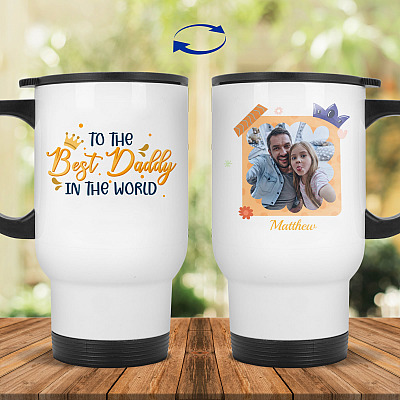 14 oz. White Travel Mug