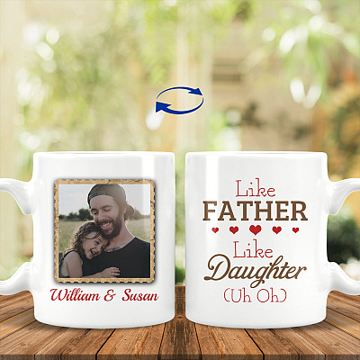 Personalized Custom Photo Like Father, White, 11 oz. White Mug