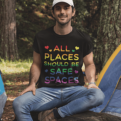 Alternative view of All Places Should Be Safe Spaces LGBT T-Shirt - V-Neck Tee
