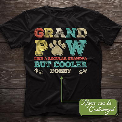 Personalized Grandpaw Like a Regular Grandpa but Cooler Vintage T-Shirt - Funny Father's Day Grandpa Shirt