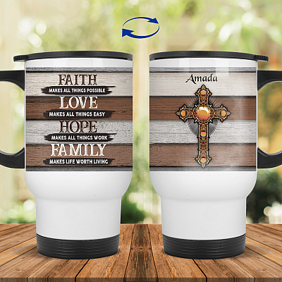 14 oz. White Travel Mug