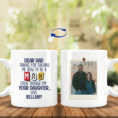 Personalized Dear Dad Thanks, White, 11 oz. White Mug