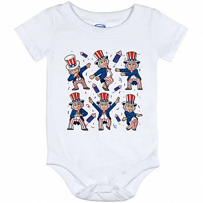 Uncle Sam Dancing Baby Onesie, White, Baby Onesie - 12 Month
