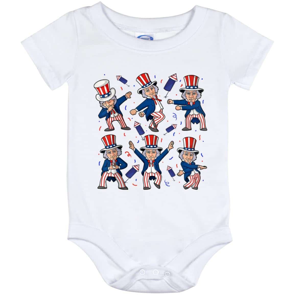 Uncle Sam Dancing Baby Onesie, White, Baby Onesie - 12 Month