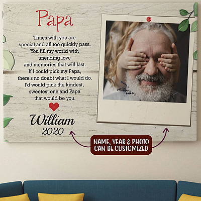 Alternative view of Personalized Custom Photo Papa Times With You Are Special Grandpa Gifts Framed Canvas - Unframed Poster