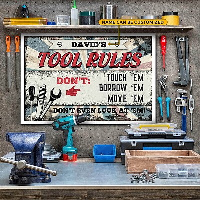 Alternative view of Personalized Tool Rules Vintage Retro Framed Canvas Prints - Unframed Poster - Home Decor Wall Art