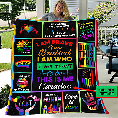 Personalized I Am Brave I Am Bruised I Am Who LGBT Fleece Blanket - Mink Sherpa Blanket - Woven Blanket