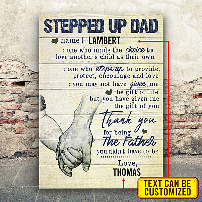 Alternative view of Personalized Father's Day Gift to My Stepped Up Dad Wrapped Framed Canvas Prints - Unframed Poster