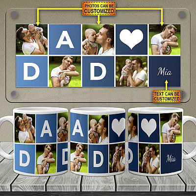 Alternative view of Personalized Photo Dad Ceramic Coffee Mug - Beer Stein - Father's Day Photo Gift