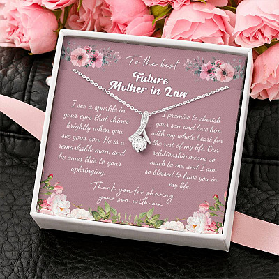 To the Best Future Mother in Law Thank You for Sharing Your Son with Me Alluring Pendant Necklace