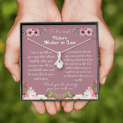 To the Best Future Mother in Law Thank You for Sharing Your Son with Me Alluring Pendant Necklace