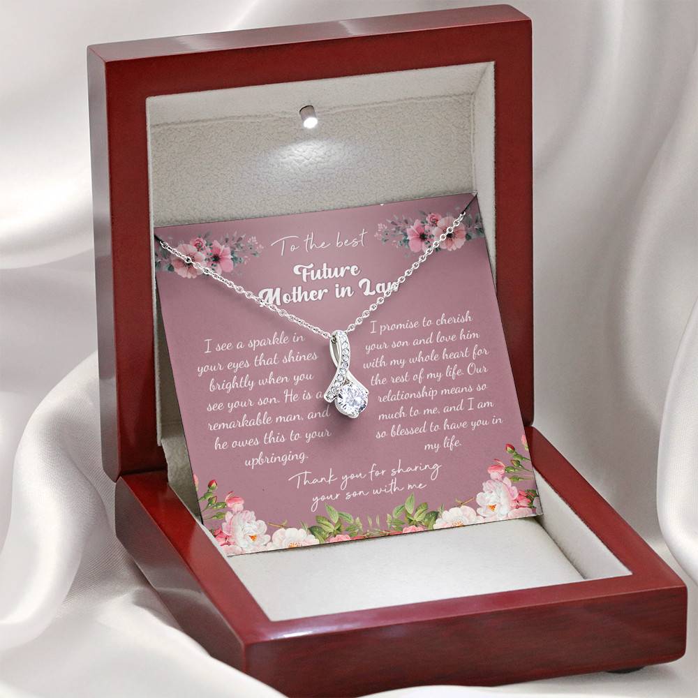 To the Best Future Mother in Law Thank You for Sharing Your Son with Me Alluring Pendant Necklace