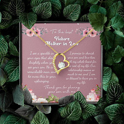To the Best Future Mother in Law Thank You for Sharing Your Son with Me Forever Love Pendant Necklace