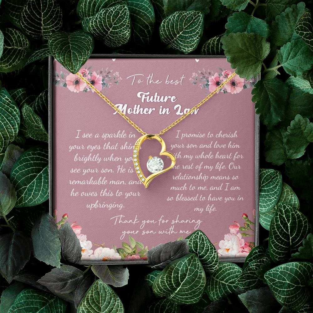 To the Best Future Mother in Law Thank You for Sharing Your Son with Me Forever Love Pendant Necklace