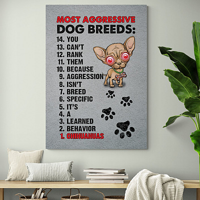 Alternative view of Funny Chihuahua Canvas-Most Aggressive Dog Breeds Framed Canvas Prints-Unframed Poster-Home Decor Wall Art