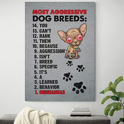 Funny Chihuahua Canvas-Most Aggressive Dog Breeds Framed Canvas Prints-Unframed Poster-Home Decor Wall Art